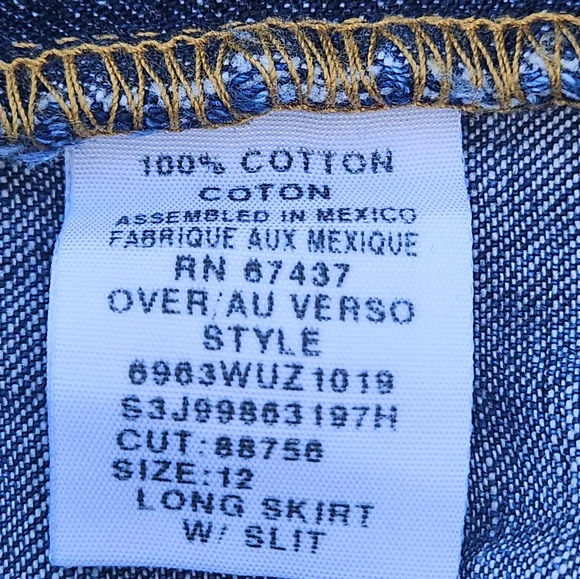 Vintage Polo Jeans Company Ralph Lauren Long Denim Skirt with Front Slit Size 12 - Picture 9 of 16